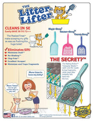 Litter-Lifter Pellet Scoop in use over a litter box minimizes dust while scooping