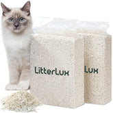 LitterLux Tofu Litter packaging bags showcase eco-friendly twin-pack packaging.