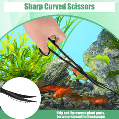 Liveek Aquarium Aquascape Tools Kit curved tweezers for gentle plant repositioning.
