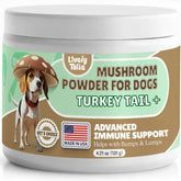 Lively Tails turkey tail mushroom powder in a dog bowl supports daily vitality.