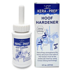 LivingstonTech Kera Prep Hoof Hardener application demonstrates molecular-level strengthening for durable hooves.