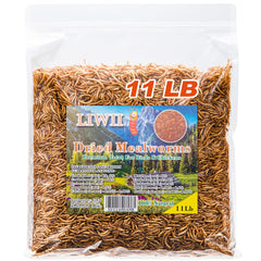 LIWII dried mealworms 11lb bulk bag for convenient bulk feeding and storage