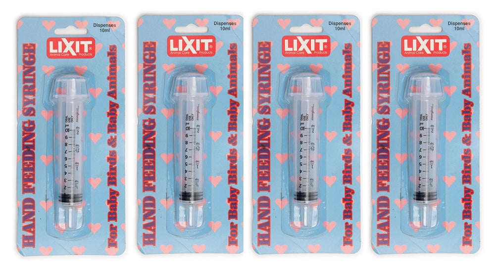Lixit hand feeding syringes pack-4 for baby pets with precise dosing.