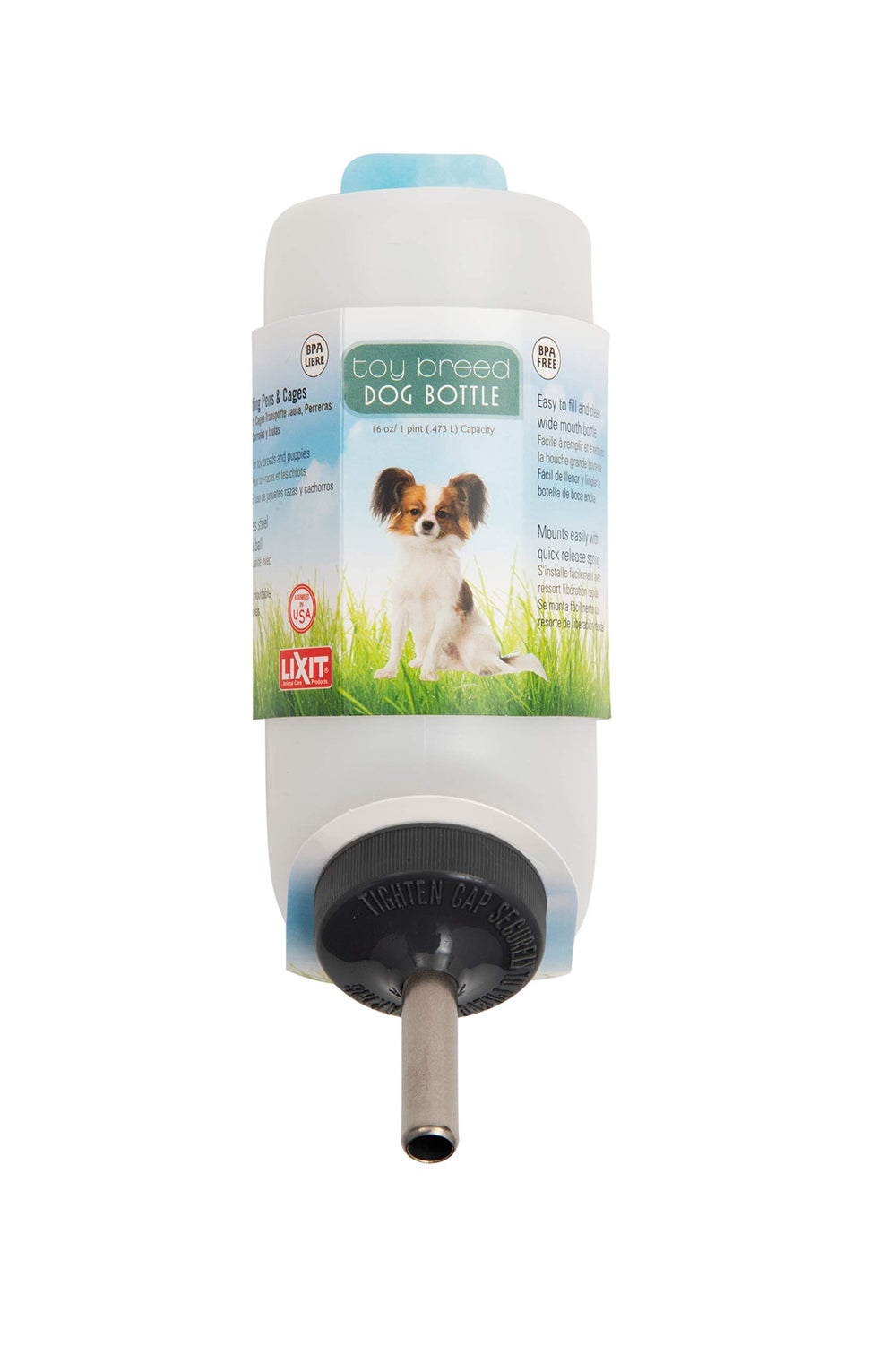 Lixit wide mouth water bottle cap for small dogs with crate-ready hydration