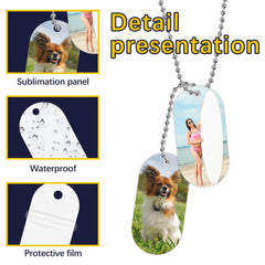 LIZOIDZSM aluminum dog tag surface photo-ready for vibrant sublimation prints.