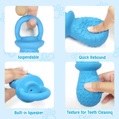 LLSPET Durable rubber dog toy blue close-up highlights chew durability for daily use.