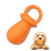 LLSPET latex chew pacifier dog toy orange side view for engaging gnawing and teething relief.