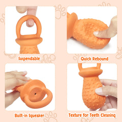 LLSPET rubber dog toy durable orange for long-lasting chewing sessions.