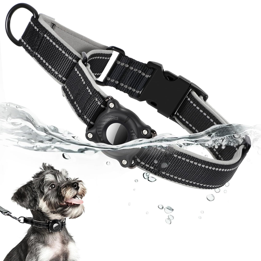 LLUAII AirTag dog collar main front demonstrates secure tracking for confident daily adventures