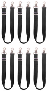 Loaged elastic leg strap pack 6 black for horse blankets ensures secure fit.