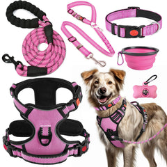 Lobeve No-Pull Harness pink front view shows a comfortable fit for walks.