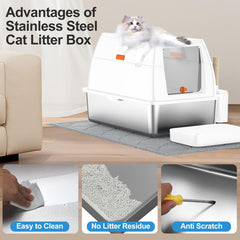 Lobeve top-entry stainless-steel litter box helps keep litter contained and reduces tracked litter.