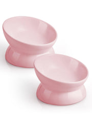 LoeJan elevated cat food bowl with tilt design enhances ergonomic eating for cats