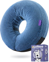 Loflaze inflatable dog cone collar blue XL front view shows comfortable post-surgery wear