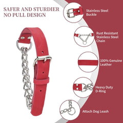 LOIIHEII dog collar anti-slip leather red showcasing comfortable wear