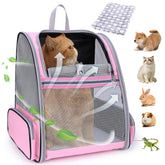 Lollimeow cat backpack carrier front view shows breathable mesh for cool travel.