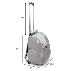 LOLLIMEOW dog backpack with wheels grey for hands-free pet travel