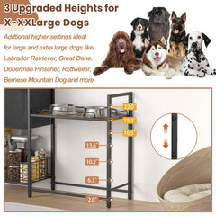 Lomivra elevated dog bowls stand storage-basket keeps bowls, toys and supplies organized.