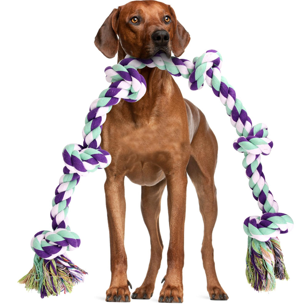 loncoldy dog rope toy 42in six knots demonstrates durable chew toy for strong chewers