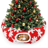 Lonepetu cat tunnel Christmas tree skirt cozy hideaway under the tree