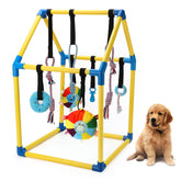 Gimnasio Lonepetu para cachorros con juguetes colgantes, entretenimiento seguro.