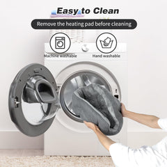 Lonepetu heated cat bed temperature timer panel illustrating adjustable warmth and auto shutoff