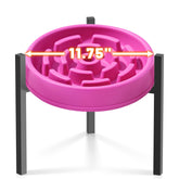 LOOBANI dog bowl stand showing adjustable width for slow feeder setup