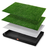 LOOBANI dog grass pad tray setup shows convenient at-home potty system