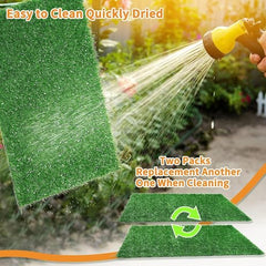 LOOBANI dog grass pee pad side view shows flexible drainage for quick drying.