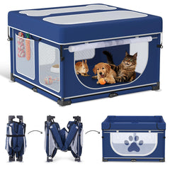 LOOBANI foldable dog playpen setup demonstrates quick assembly for busy households.