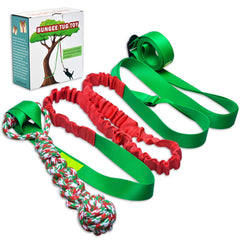 LOOBANI Outdoor Bungee Tug Toy hangs from a tree for high-energy outdoor play