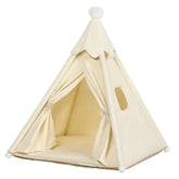 LOOBMBNS teepee exterior view shows sturdy frame and inviting pet shelter