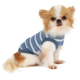 LOPHPETS 100% cotton rib dog shirt Navy L, front view for breathable comfort.