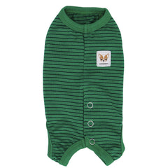 LOPHIPETS Girl Dog Shirts Pajamas green strips back view showing belly coverage