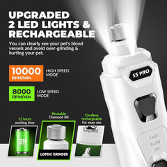 LOPSIC nail grinder offers 2 speeds for different nail textures.