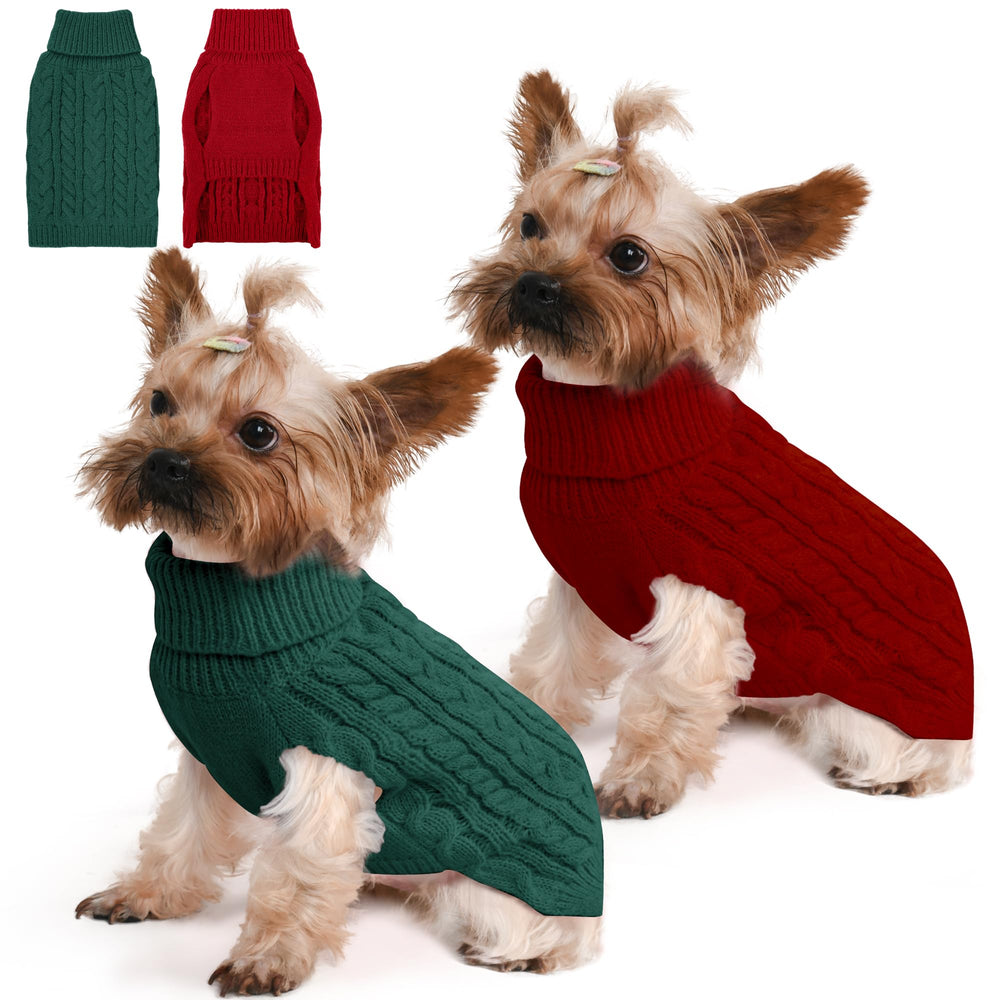 Lorehelina dog sweater XS red knit closeup showing soft stretch fabric for cozy warmth.