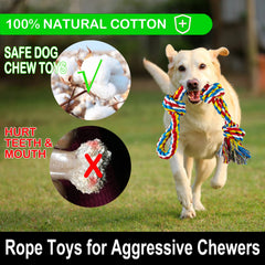 LosFong indestructible rope toy in action demonstrates sturdy cotton rope for aggressive chewers.