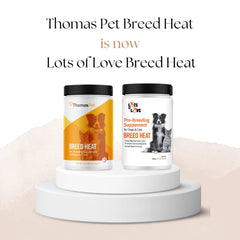 LOTS OF LOVE Breed Heat label closeup highlights trusted formula for reproductive support