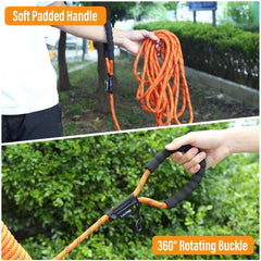 Loutep long leash 16ft enables safe distance for recall and exploration.