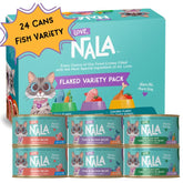 LOVE NALA flaked fish variety pack bowl image supports balanced daily feline nutrition