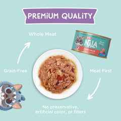 LOVE, NALA grain-free salmon ingredients close-up highlights natural, non-GMO nutrition