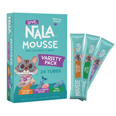 LOVE, NALA lickable-treat-variety-pack pouch offers a tasty, convenient daily snack for cats