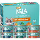 LOVE, NALA pate tuna can close-up highlighting grain-free nutrition for cats