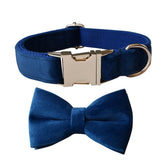 Love Dream bowtie dog collar blue with detachable bowtie for easy styling on walks