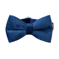 Love Dream velvet collar blue with detachable bowtie secured by Velcro for quick cleaning