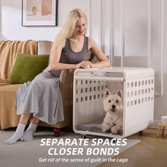 LoveTail acrylic dog cage with double-locked doors for secure pet containment.