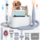 LOVEEPEE dog grooming vacuum kit front view showing all-in-one grooming and cleaning power