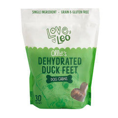 Love Leo duck feet pack front shows grain-free chews for training rewards.