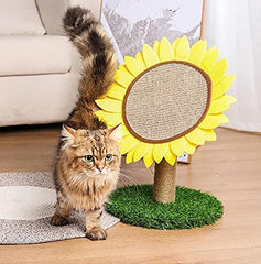 Lovely Caves sunflower cat tree front view blends with decor for playful moments.