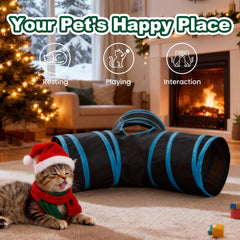 Love's cabin cat-tunnel peep-hole closeup shows peek-through fun